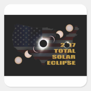 Adesivo Quadrado Fases de Eclipse Solar Total 2017