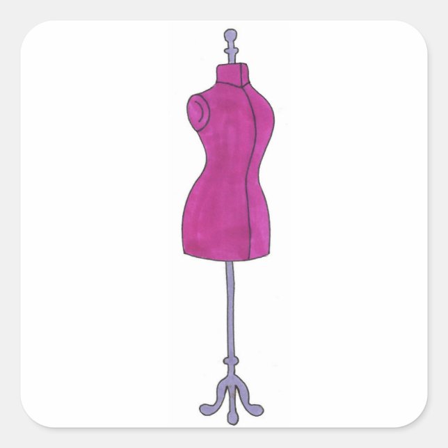Adesivo Quadrado Fashion Costume Designer Pink Mannequin Seamstress (Frente)