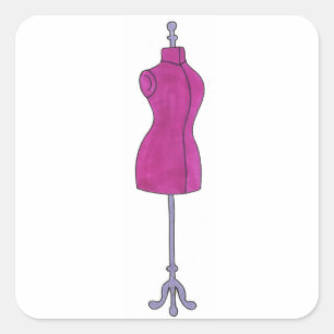Adesivo Quadrado Fashion Costume Designer Pink Mannequin Seamstress