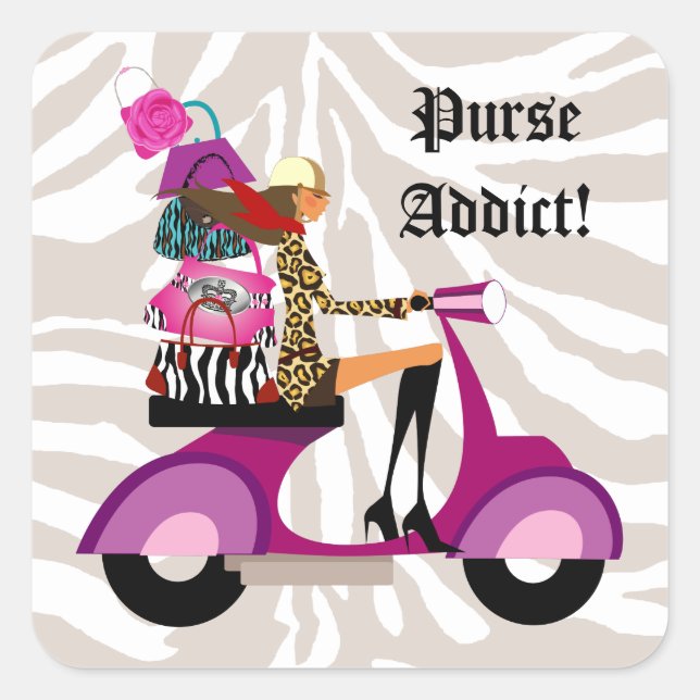Adesivo Quadrado Fashion Stickers Patinete Puros Zebra (Frente)