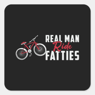 Adesivo Quadrado Fat Bike Real Man Ride Fatties Biker Bike Engraça