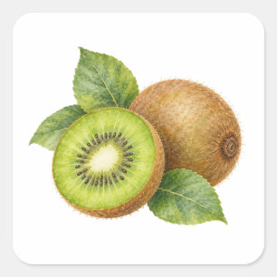 Adesivo Quadrado Fatias de Kiwi com Folhas