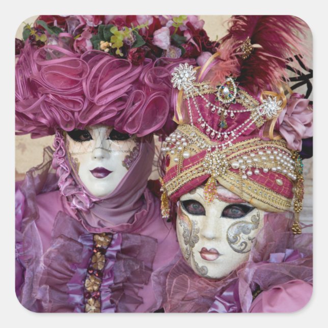 Adesivo Quadrado Fato de Carnaval roxo, Veneza (Frente)