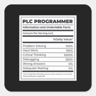 Adesivo Quadrado Fatos de Programação Engraçados do Programador PLC