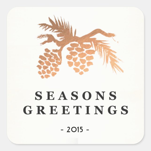 Adesivo Quadrado Fatura Simples de Pine Dourada com Rosa (Frente)