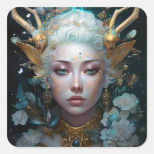 Adesivo Quadrado Faun Elf Woman Fantasy Art