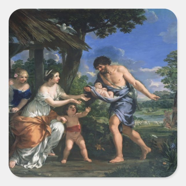 Adesivo Quadrado Faustulus confiando Romulus e Remus (Frente)
