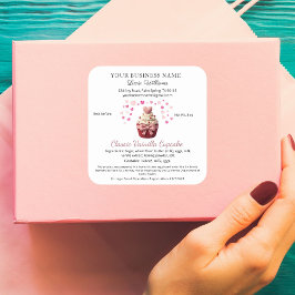 Adesivo Quadrado Faux Crochet Cupcake Cottage Law Food Bakery 