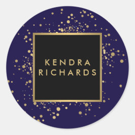 Adesivo Quadrado Faux Dourado Confetti espalhado no Azul Moderno