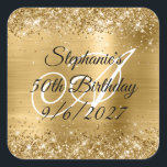 Adesivo Quadrado Faux Dourado Glitter and Foil 50th Birthday<br><div class="desc">Crie seu próprio selo quadrado arredondado ou adesivos favoritos para sua festa especial de aniversário de 50 anos. Brilhante de ouro cintilante contra uma imagem gráfica de folha metálica fina e brilhante,  de coordenação. Todos os brilhos e ouros neste design feminino moderno são gráficos digitais.</div>