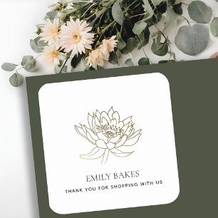 ADESIVO QUADRADO FAUX DOURADO LOTUS FLORAL BUSINESS COMPRA OBRIGADO