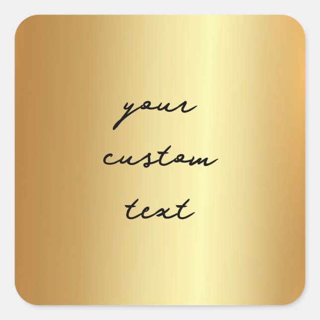 Adesivo Quadrado Faux Dourado Seu Texto Personalizado Aqui Modelo d (Frente)