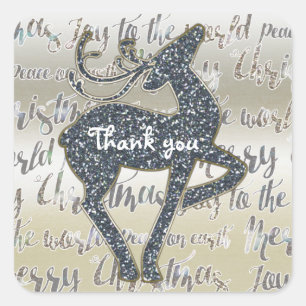 Adesivo Quadrado Faux Glitter Reindeer Foliday Favor