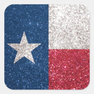 Adesivo Quadrado Faux Glitter Texas flag