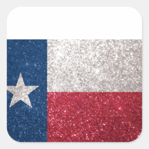 Adesivo Quadrado Faux Glitter Texas flag