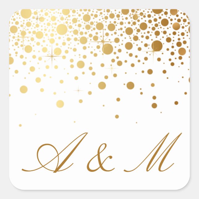 Adesivo Quadrado Faux Gold Foil Confetti Pontos Sticker III (Frente)