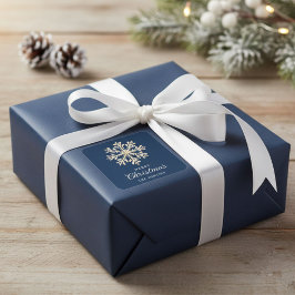 Adesivo Quadrado Faux Gold Snowflake Navy Blue Custom Holiday