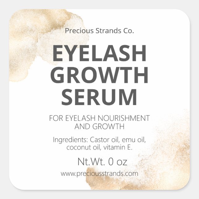 Adesivo Quadrado FAUX Tinta Dourada Eyelash Eyebrole Ou Hair Cresci (Frente)