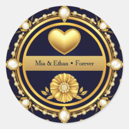 Adesivo Quadrado 💙 Favor de Agradecimento de Casamento Azul Marinh