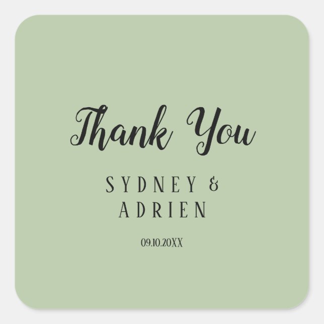 Adesivo Quadrado Favor de agradecimento de casamento simples minima (Frente)