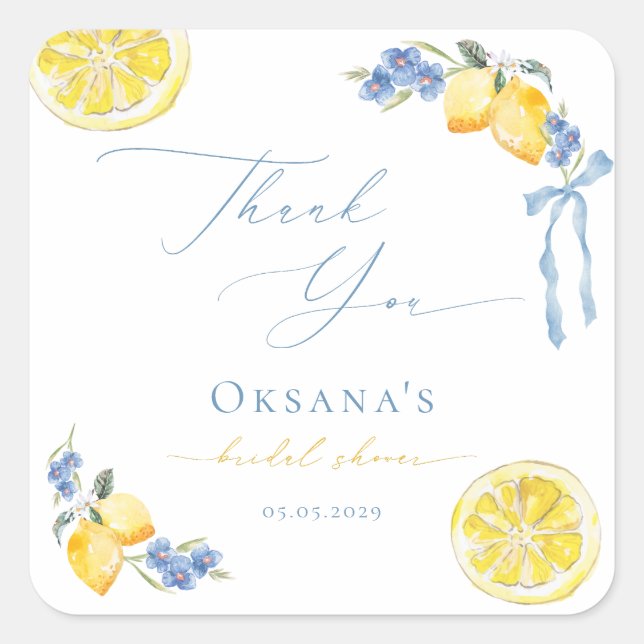 Adesivo Quadrado Favor de agradecimento That's Amore para Chá de No (Frente)