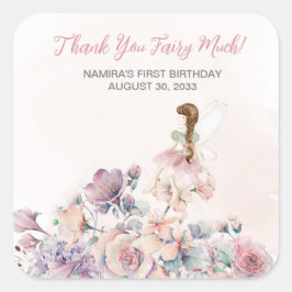 Adesivo Quadrado Favor de Aniversário do Jardim Encantado de Pequen