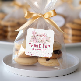 Adesivo Quadrado Favor de Aniversário para Crianças Cowgirl