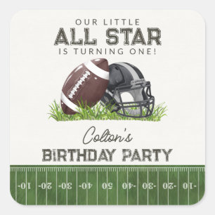 Adesivo Quadrado Favor de Aniversário Touchdown Estrela Pequena de