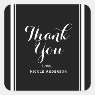 Adesivo Quadrado Favor de casamento Black & White Elegant Chic Cout