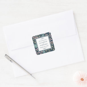 Adesivo Quadrado Favor De Casamento De Berry Botânico Whimsical