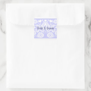 Adesivo Quadrado Favor de casamento floral vintage branco
