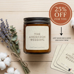 Adesivo Quadrado Favor de Casamento Minimalista Texturizado e Derre