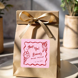 Adesivo Quadrado Favor de chá de panela de noiva de sorvete She's b