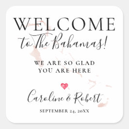 Adesivo Quadrado Favor de Convidados de Destino de Casamento