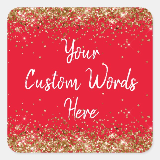 Adesivo Quadrado Favor de Festa Personalizado Aniversário Vermelho  (Frente)