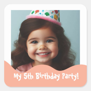 Adesivo Quadrado Favor de festa personalizado com foto para anivers