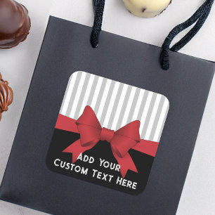 Adesivo Quadrado Favor de Fita Vermelha Elegante e Moderno Personal