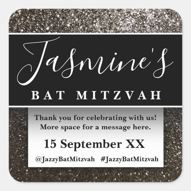 Adesivo Quadrado Favor de Lembrancinha de Aniversário Brilho Modern (Frente)