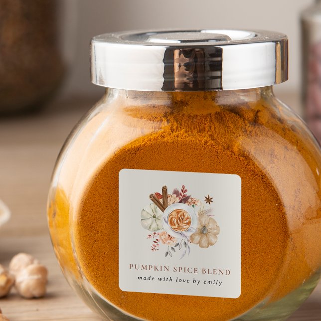 Adesivo Quadrado Favor de Mistura de Especiarias de Abóbora Persona (Criador carregado)