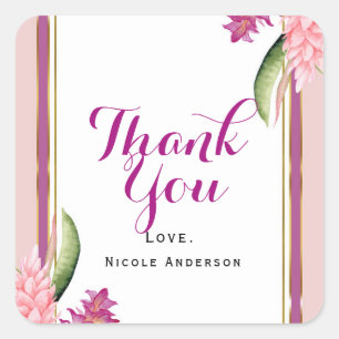 Adesivo Quadrado Favor de partido cor-de-rosa roxo da orquídea