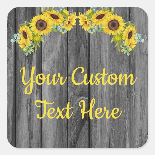Adesivo Quadrado Favor de presente de aniversário de girassol de ma (Frente)