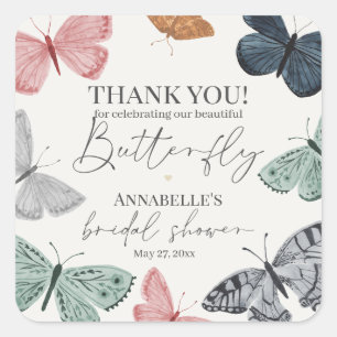 Adesivo Quadrado Favor de Sobremesa para Festa de Chá de Noiva Boho