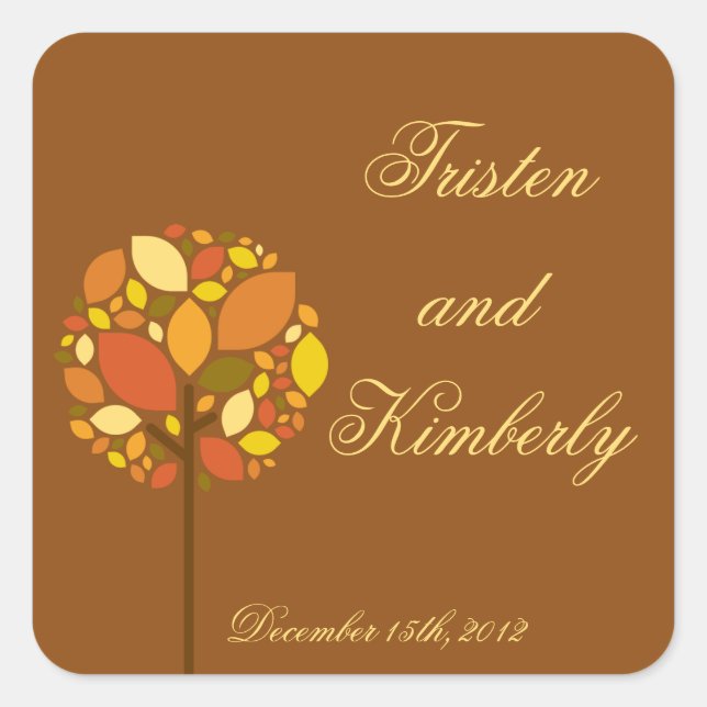 Adesivo Quadrado Favor de Stickers Moderno Folhagem de outono (Frente)