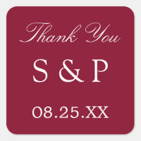 Favor do Casamento Burgundy Obrigado Sticker