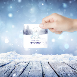 Adesivo Quadrado Favor do Partido do Chá de fraldas do Urso Polar B