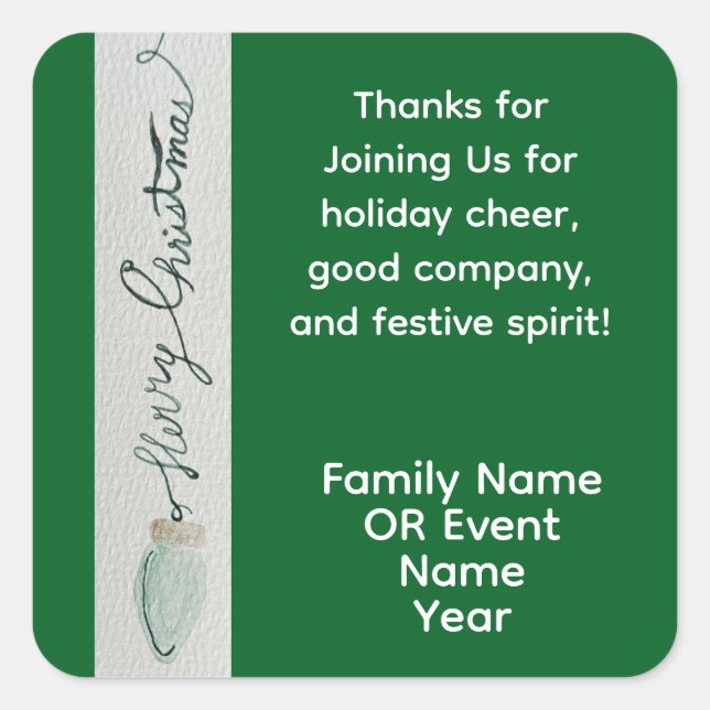 Adesivo Quadrado Favor do Partido do Natal (Frente)