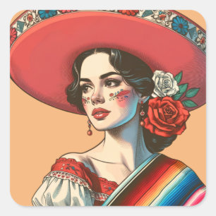 Adesivo Quadrado Favor do Partido Festivo Mexicano Fiesta