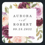 Adesivo Quadrado Favor Dourado do Casamento Pêssego Vermelho Brilha<br><div class="desc">Design apresenta um elegante buquê ou coroa aquosa em tons de vermelho burgundy,  Marsala,  cor-de-rosa-pincel claro,  pêssego,  e mais sobre elementos verdes de eucalipto e folhas de ouro vintage.</div>