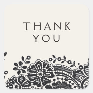 Adesivo Quadrado Favor elegante preto do casamento do laço do