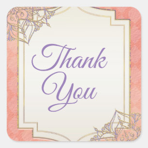 Adesivo Quadrado Favor Glam marroquino Dourado do casamento da